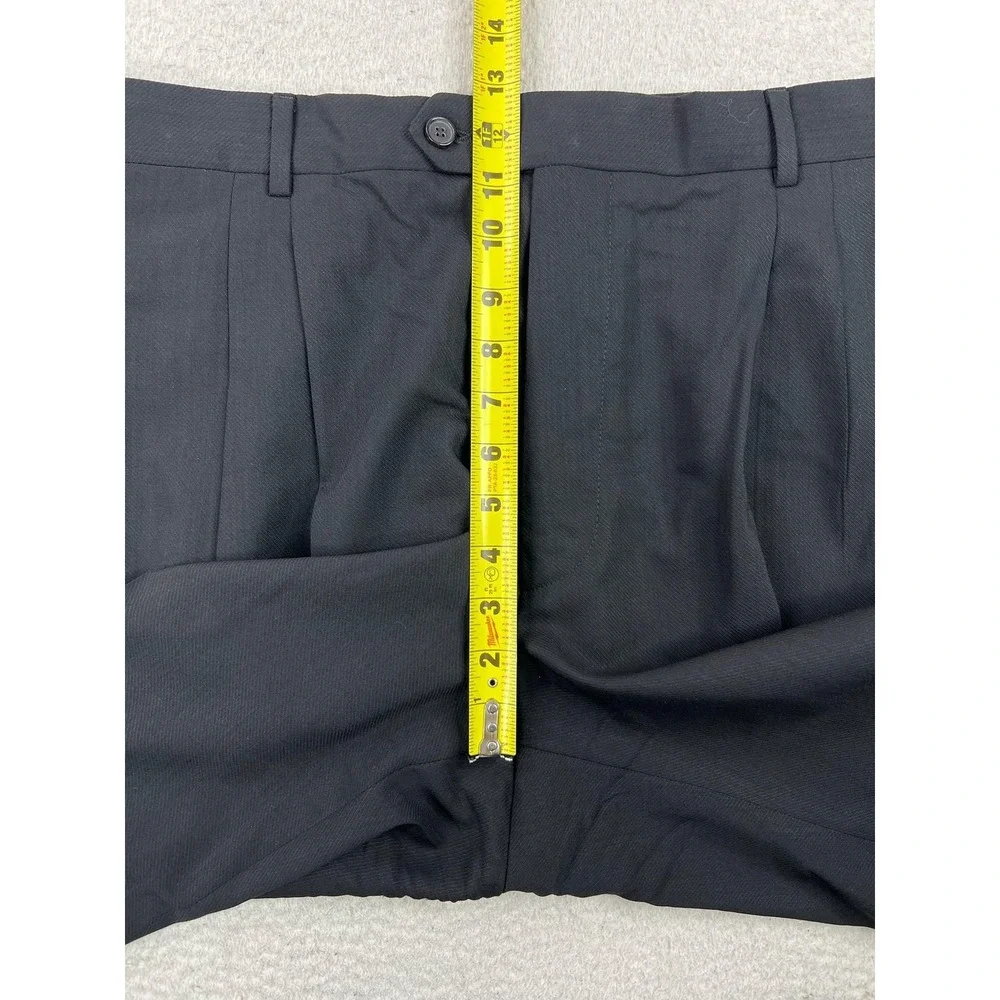 Hugo Boss Dress Pants Mens 36x27 Black Wool Pleated Cuffed Einstein USA